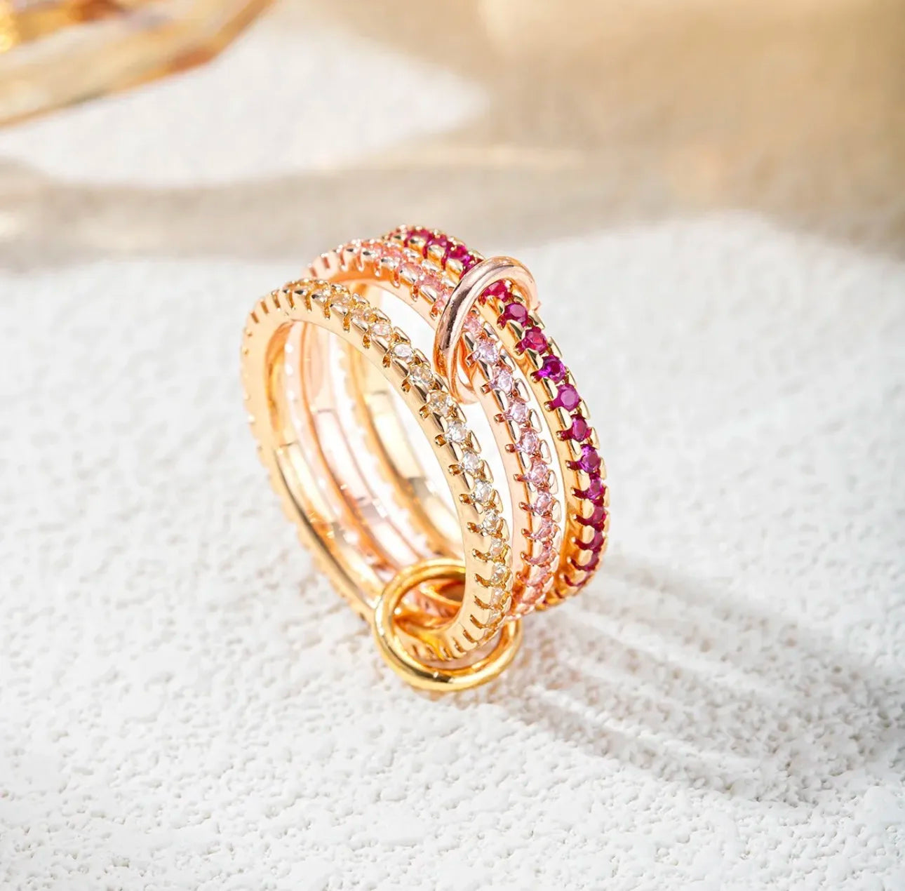 Brass Lines Rhinestone Ring