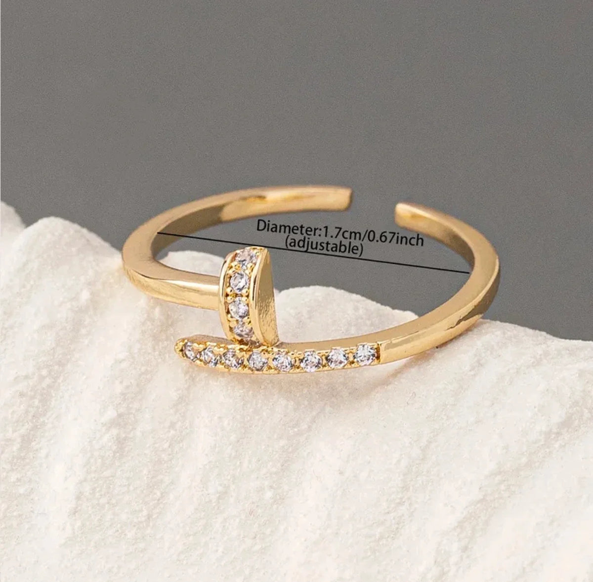 Golden Copper Zircon Nail Ring
