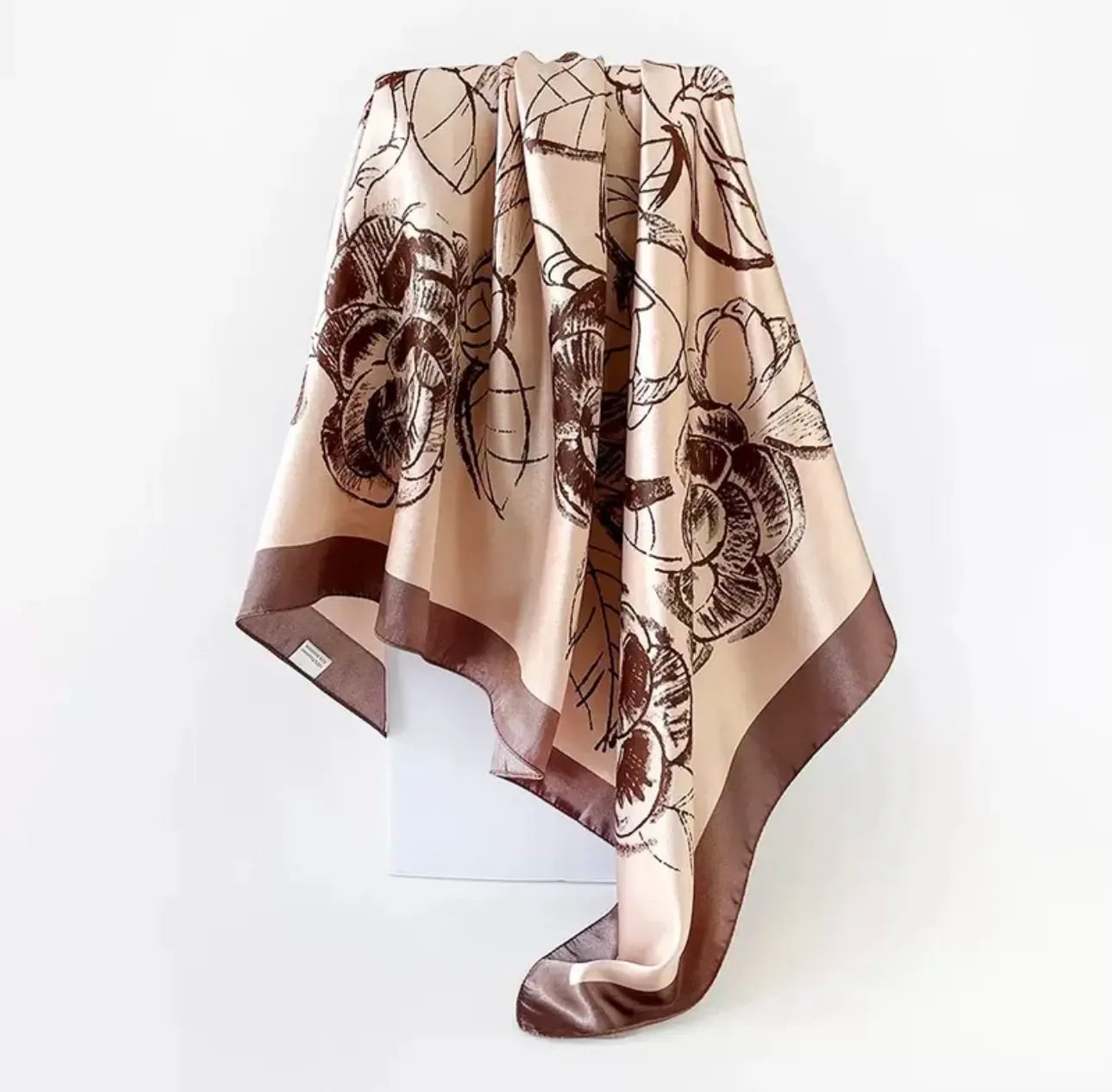 Floral Large Square Satin Bandana