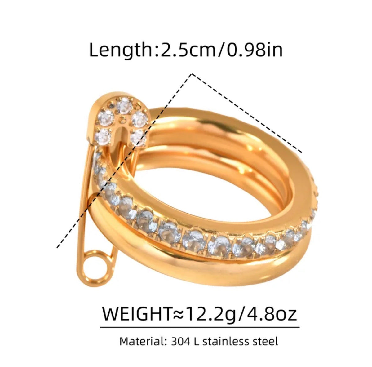 Glamour Rhinestone 18K Gold Ring