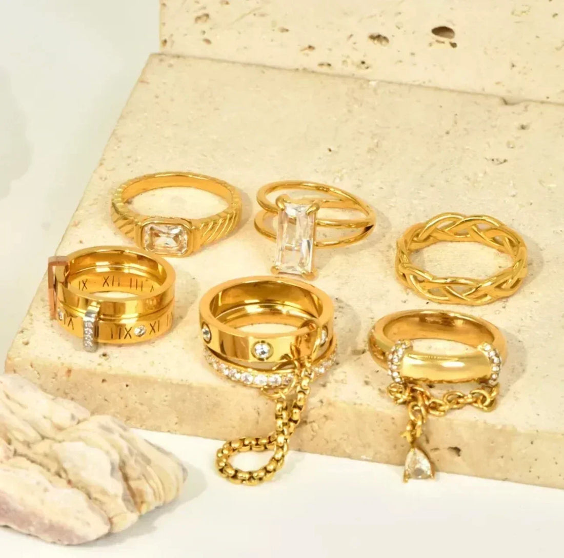 Luxury Zircon Ring - elegant gold finish | sparkling zircon ring for women