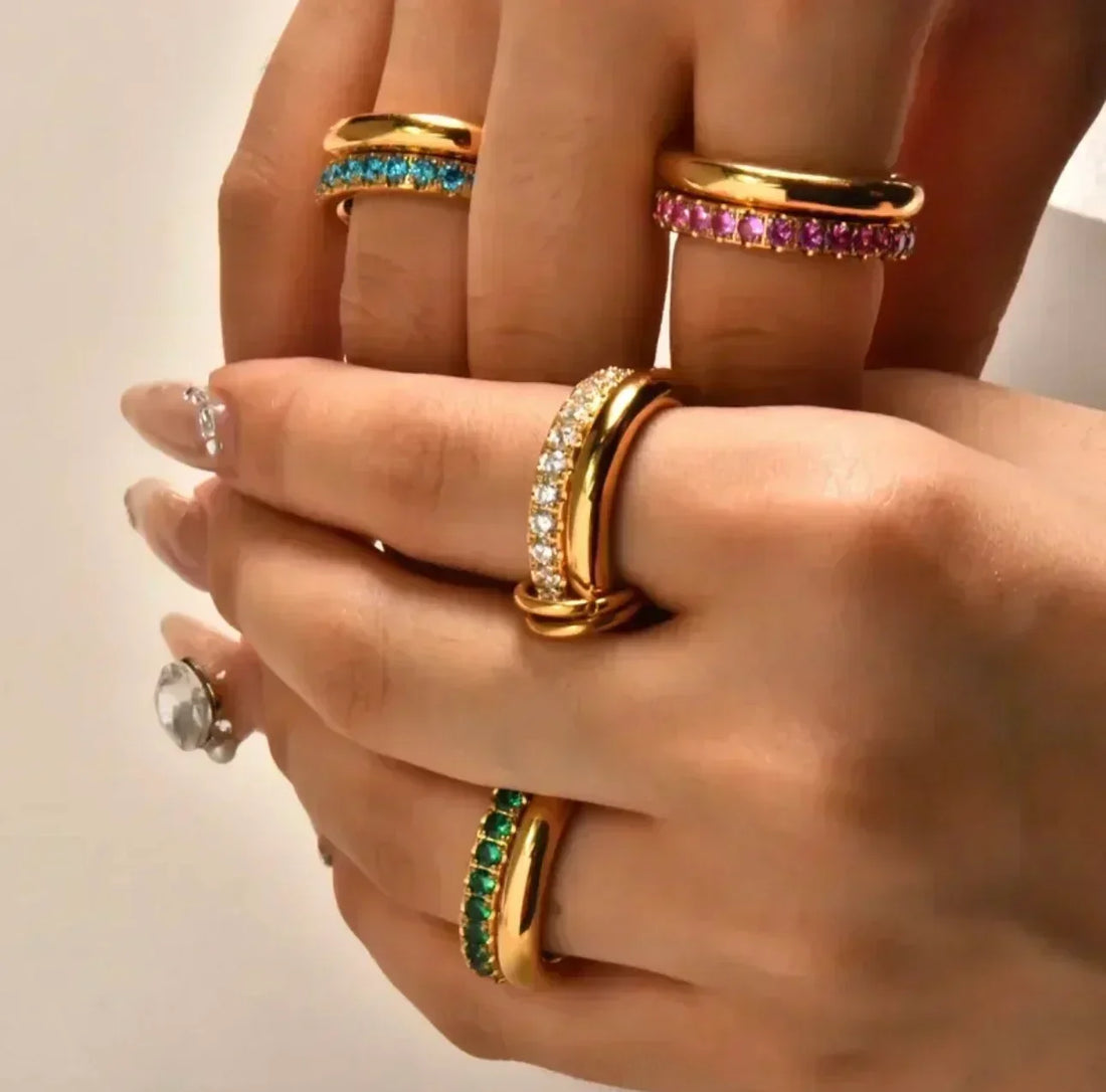 Luxury Zircon Ring - elegant gold finish | sparkling zircon ring for women