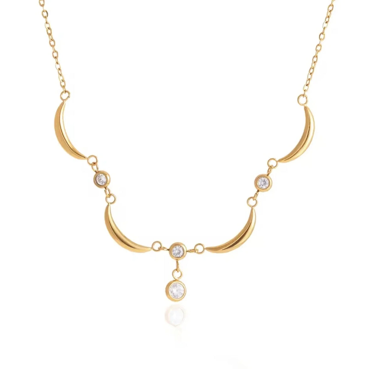 Luna Crescent Zircon Necklace