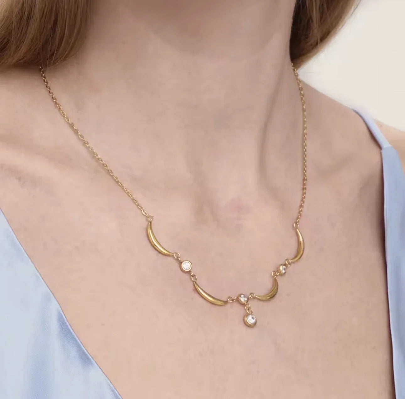 Luna Crescent Zircon Necklace
