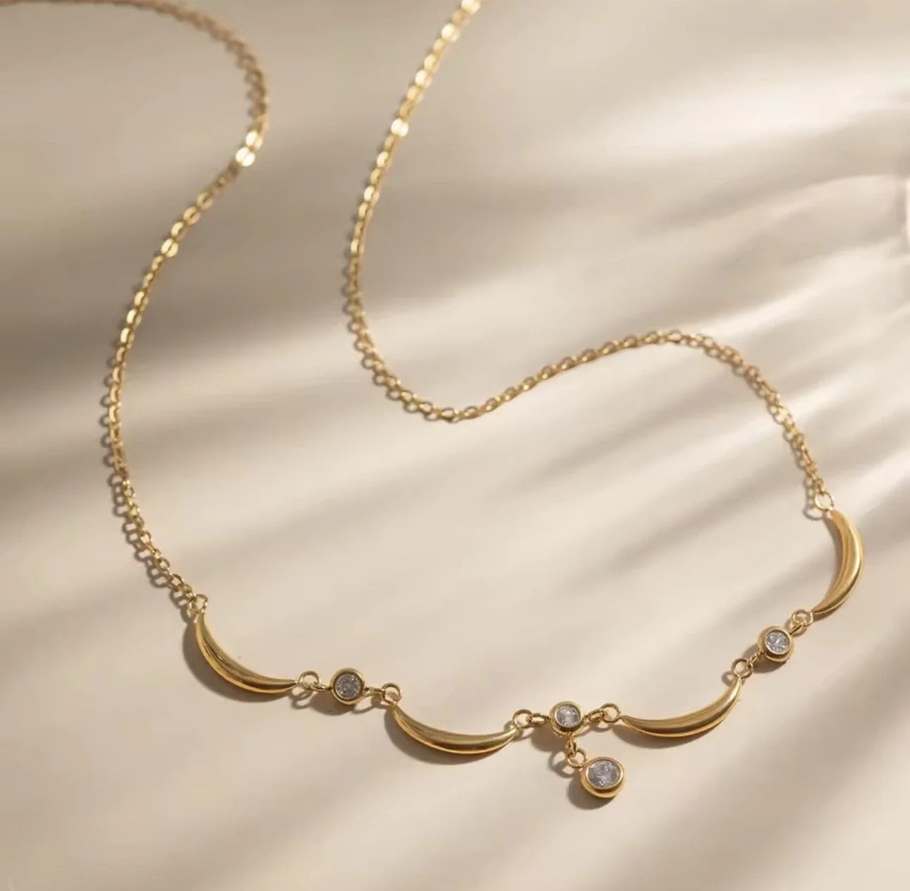Luna Crescent Zircon Necklace