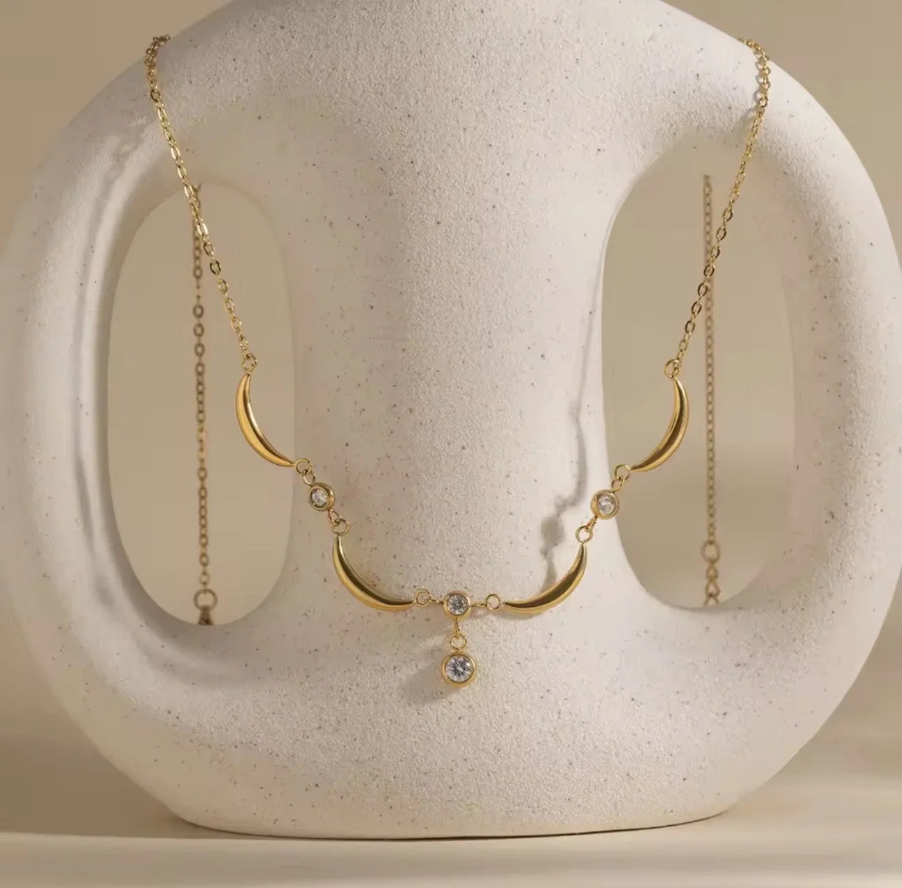 Luna Crescent Zircon Necklace