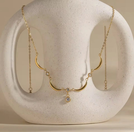 Luna Crescent Zircon Necklace