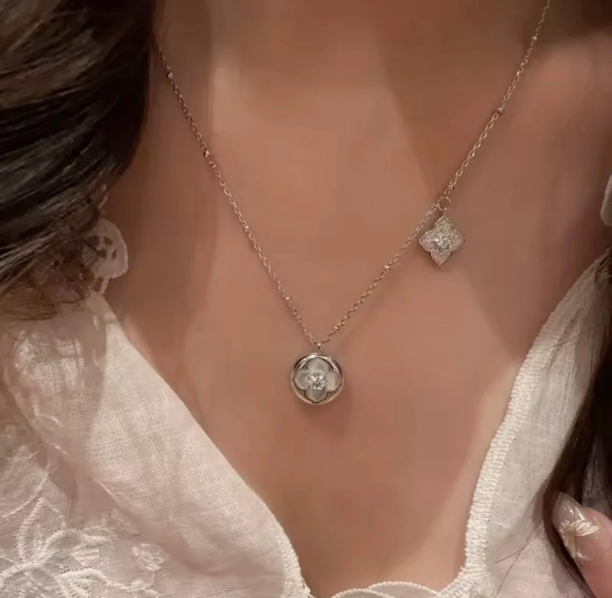 Pearl Blossom Crystal Necklace