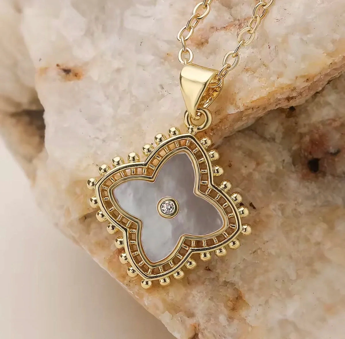 Elegant White Flower Charm Pendant