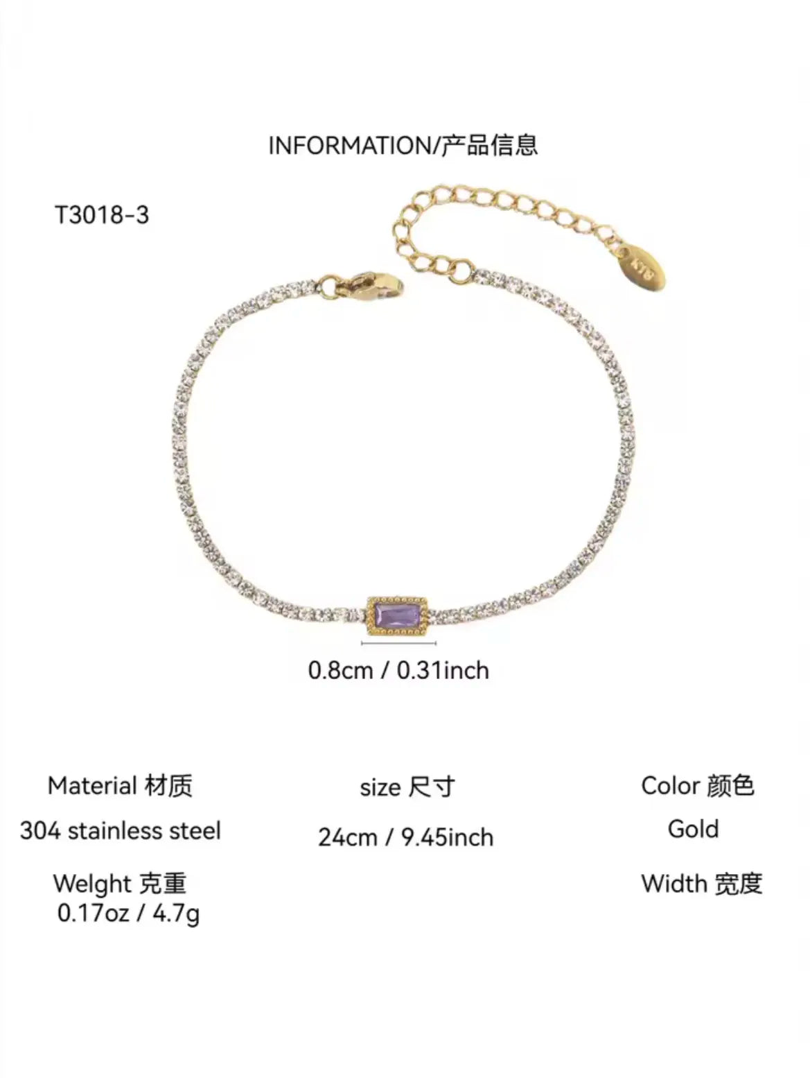 High-End Stainless Steel Sugar Cube Bracelet