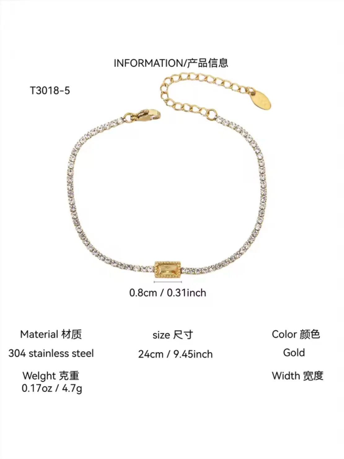 High-End Stainless Steel Sugar Cube Bracelet