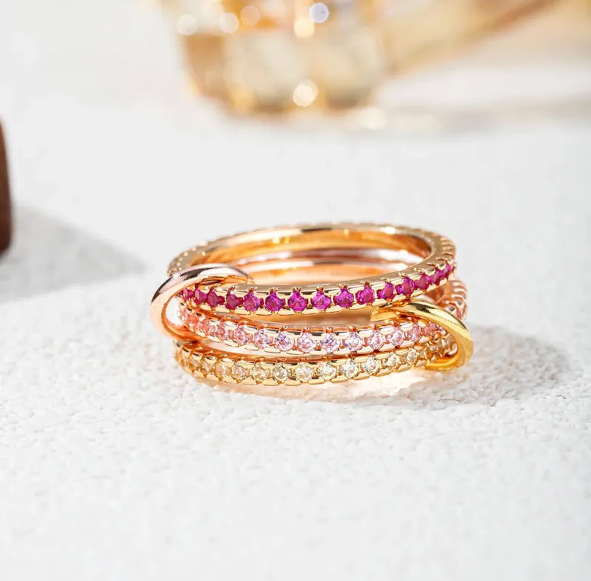 Brass Lines Rhinestone Ring