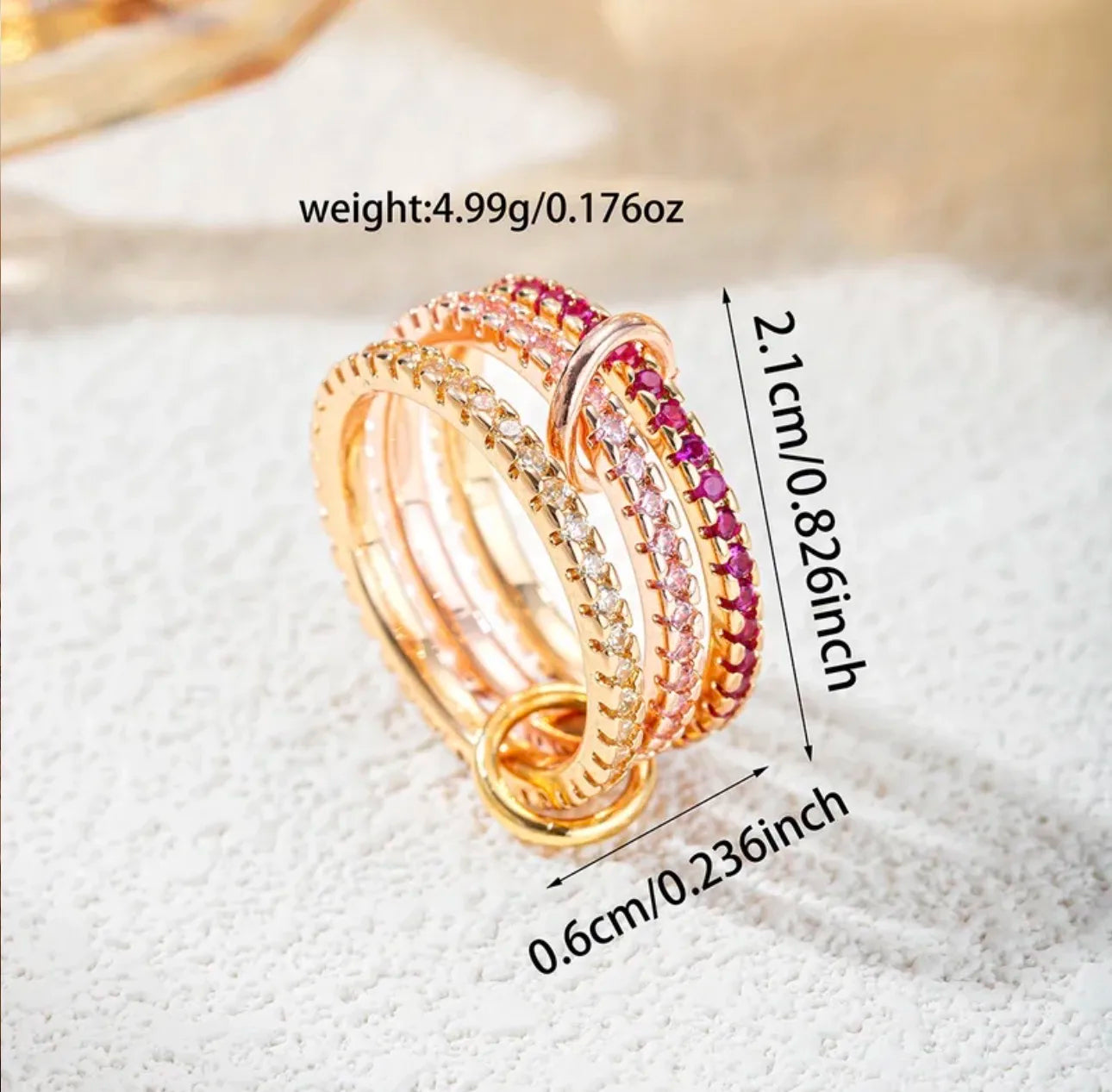 Brass Lines Rhinestone Ring