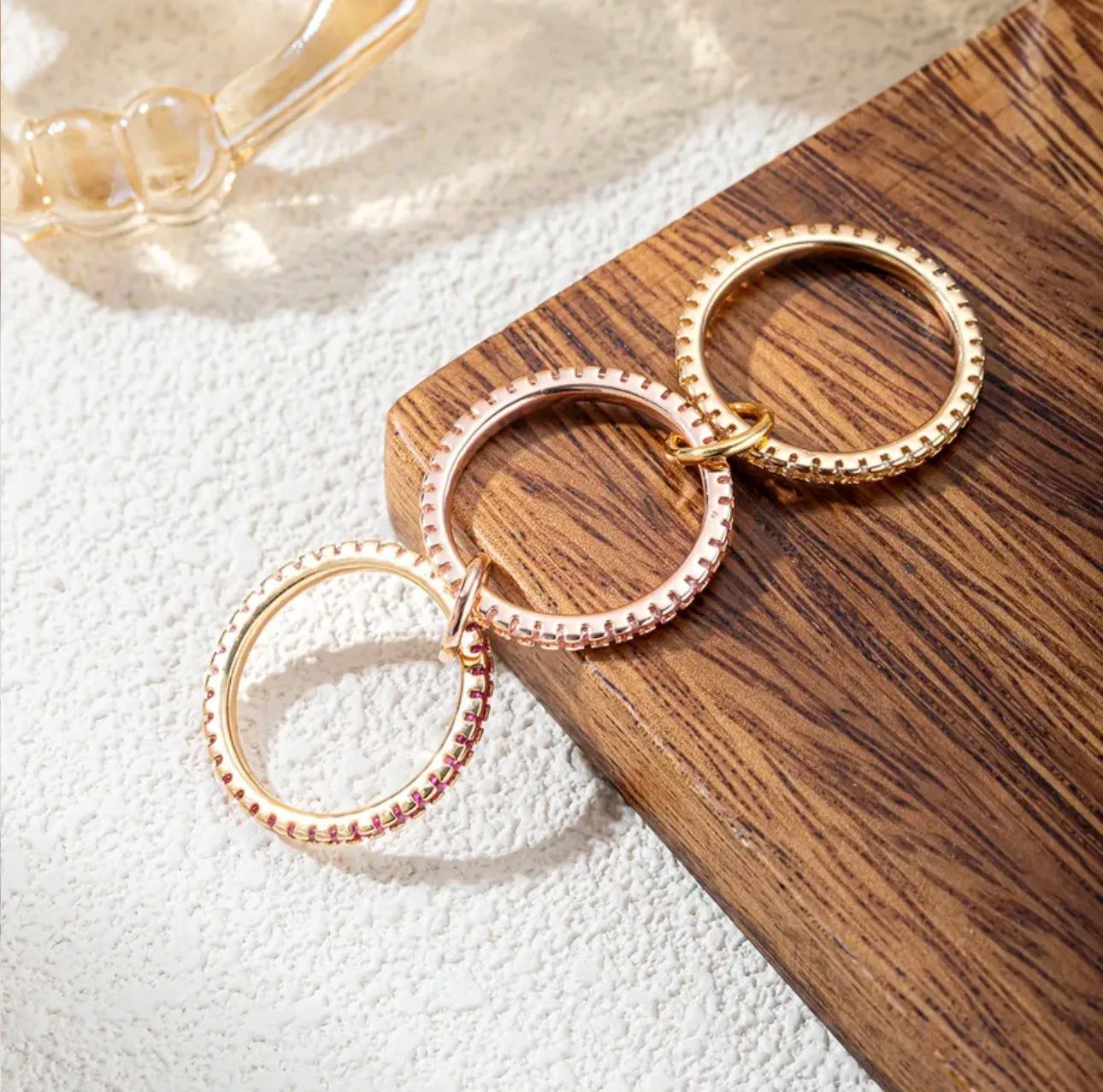 Brass Lines Rhinestone Ring
