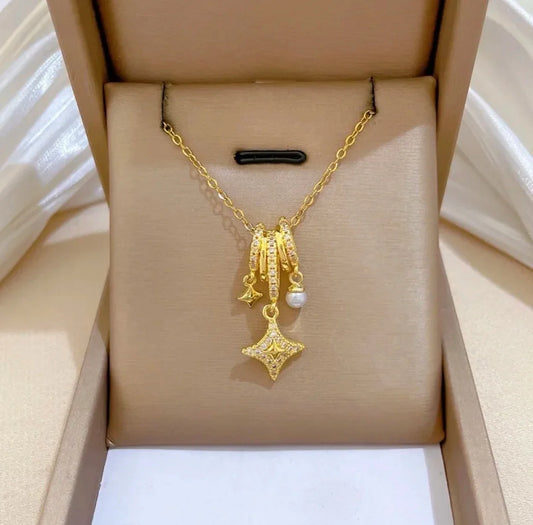 Geometric Pearl Pendant