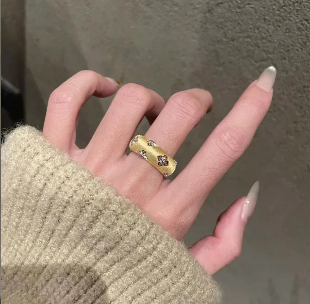 Silver Zircon Star Open Ring