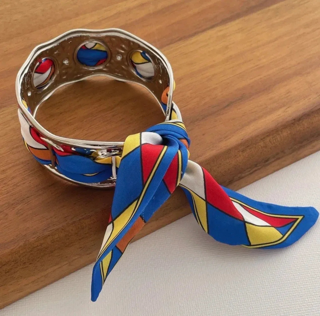 Geometric Mixed-Metal Bangle