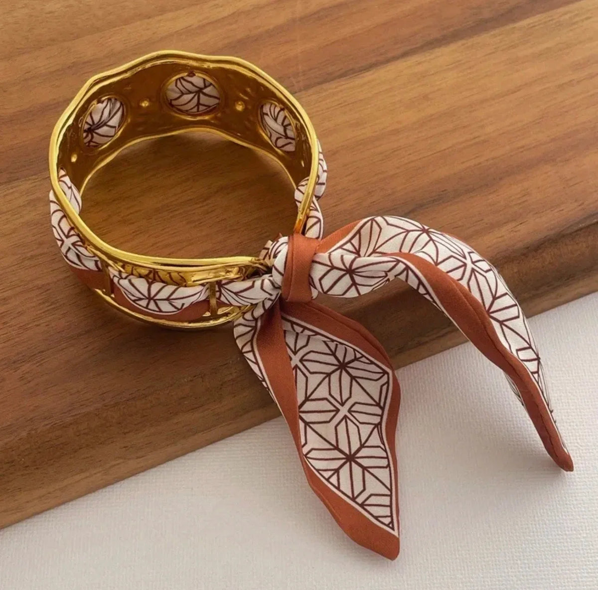 Geometric Mixed-Metal Bangle