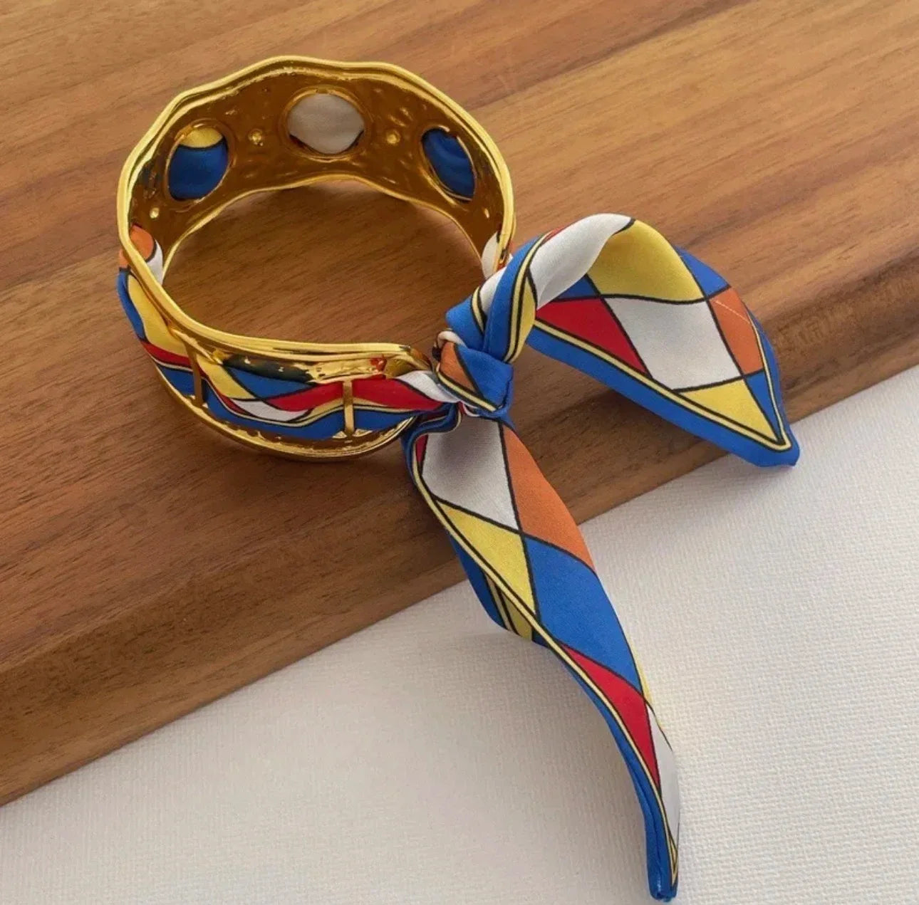 Geometric Mixed-Metal Bangle