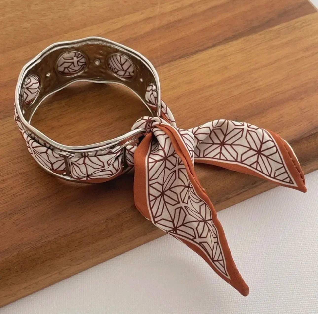Geometric Mixed-Metal Bangle