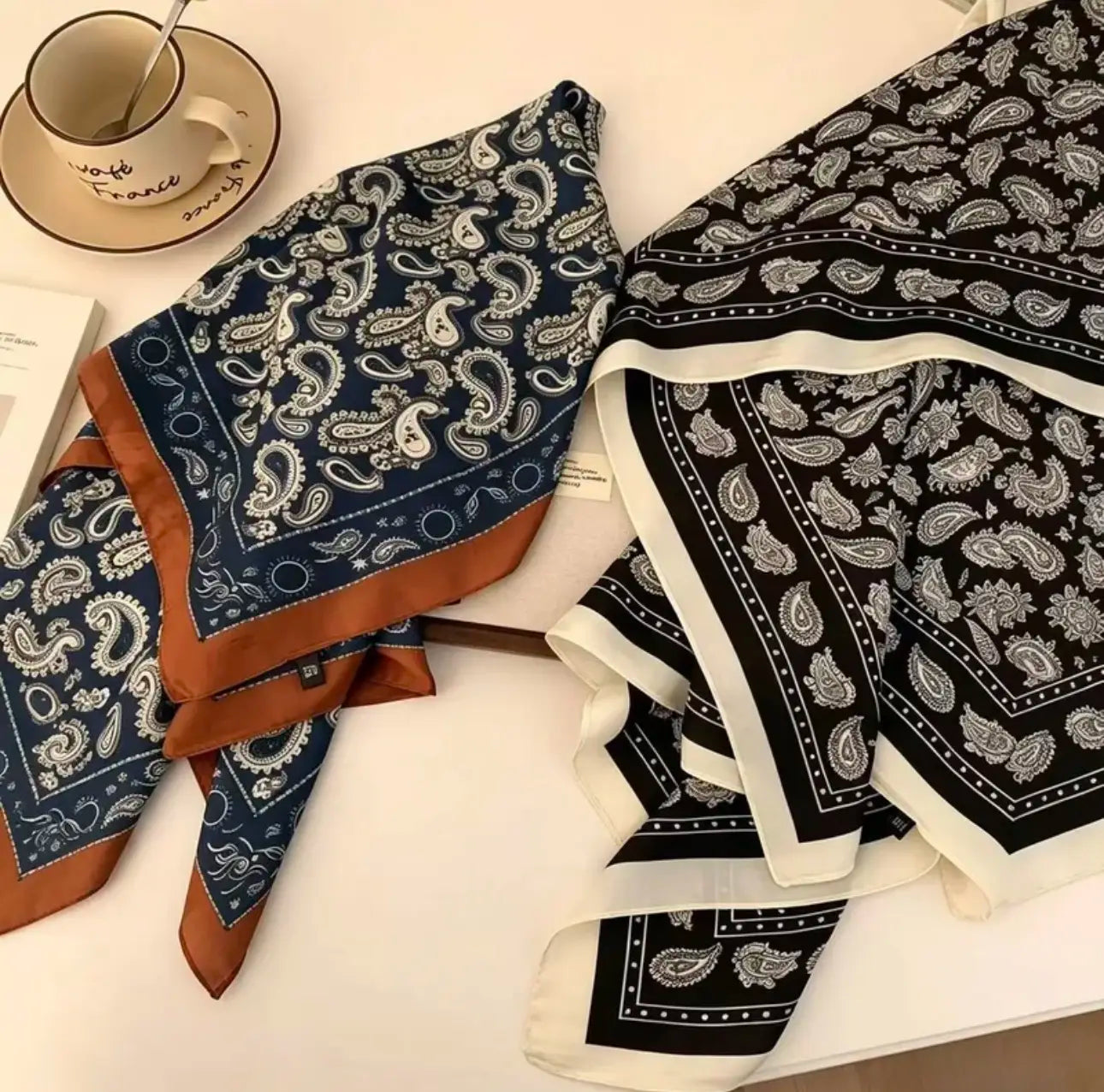 Retro Cashew Print Satin Silk Bandana
