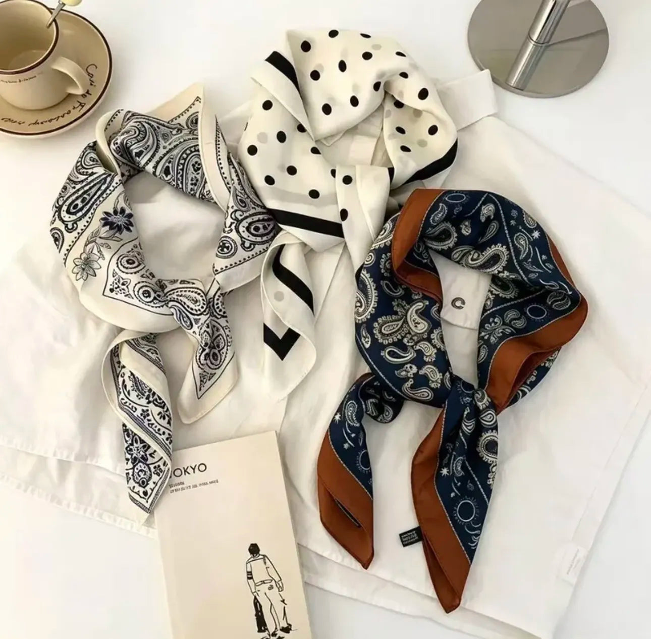 Retro Cashew Print Satin Silk Bandana