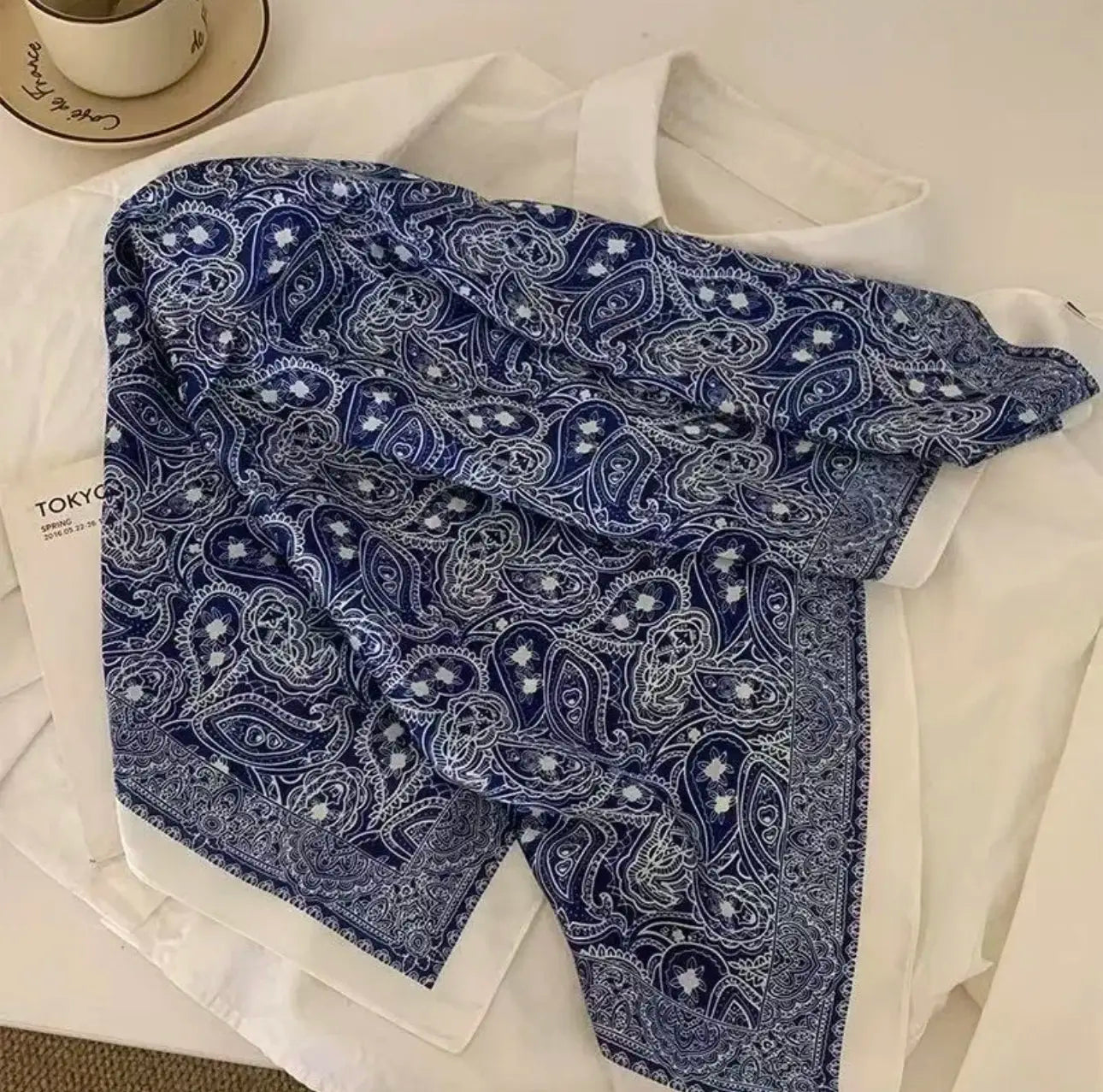 Retro Cashew Print Satin Silk Bandana