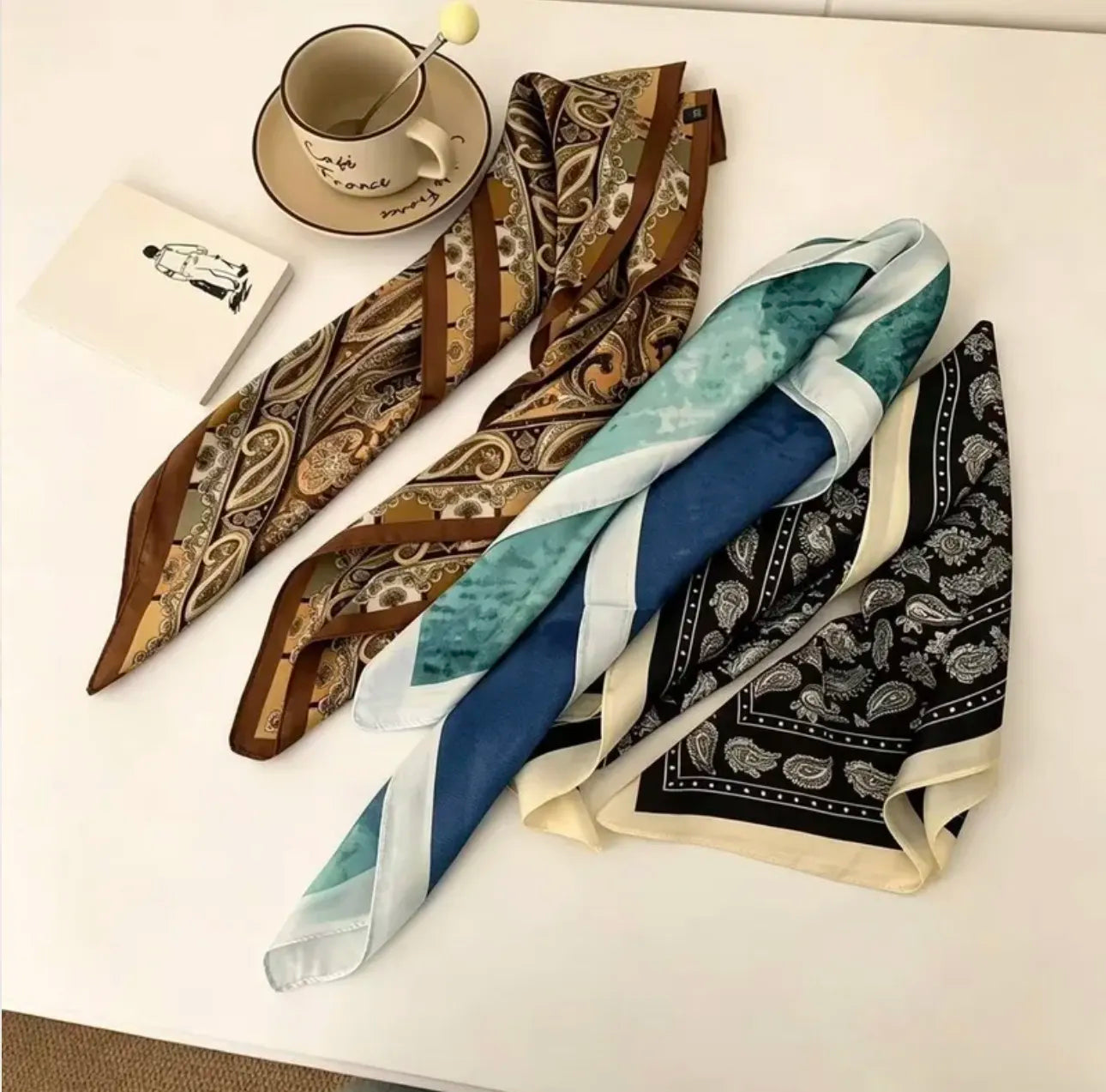 Retro Cashew Print Satin Silk Bandana