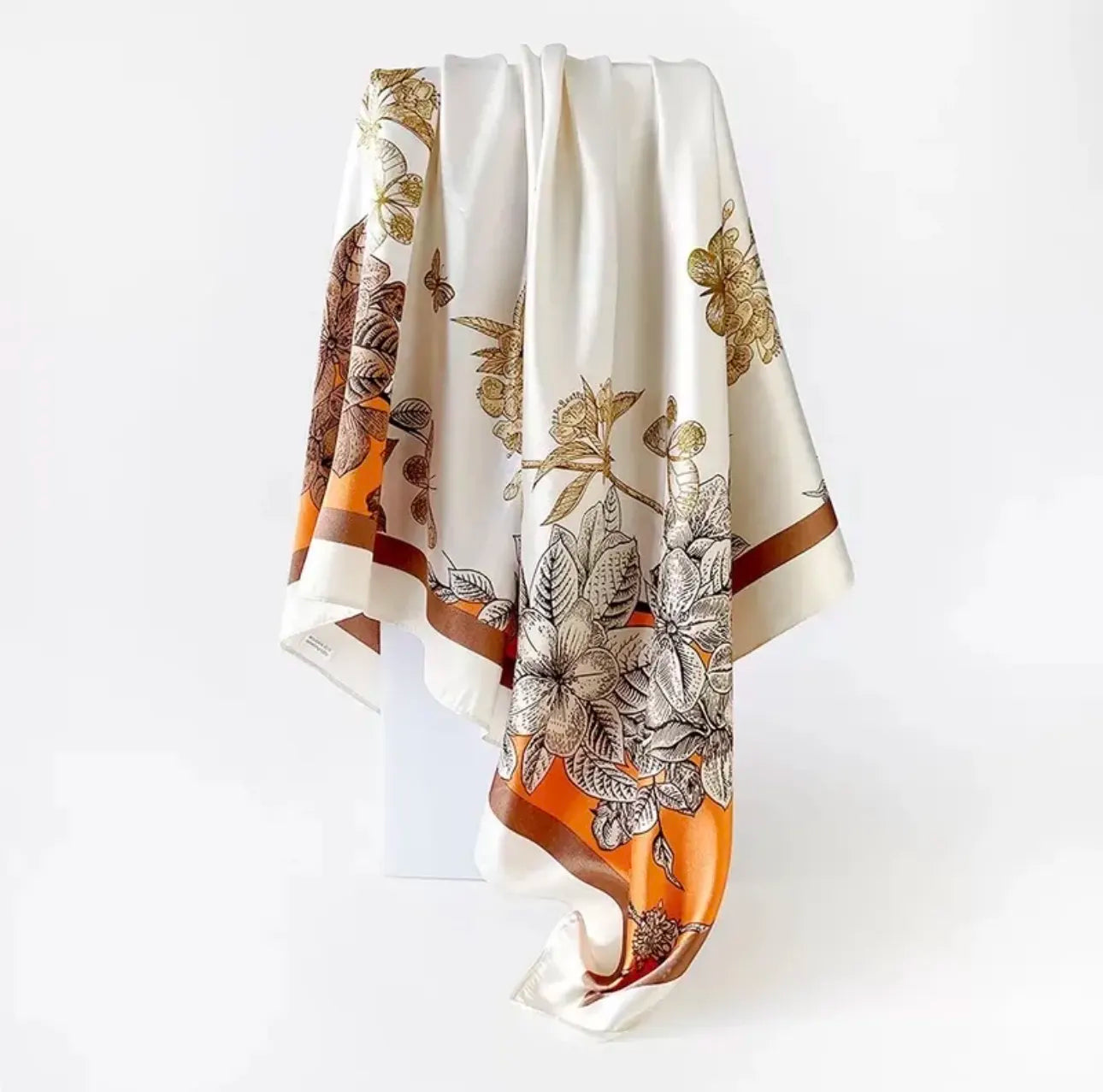 Floral Large Square Satin Bandana