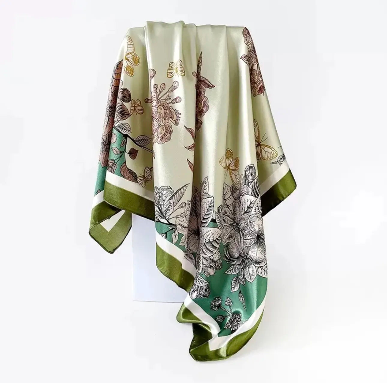 Floral Large Square Satin Bandana