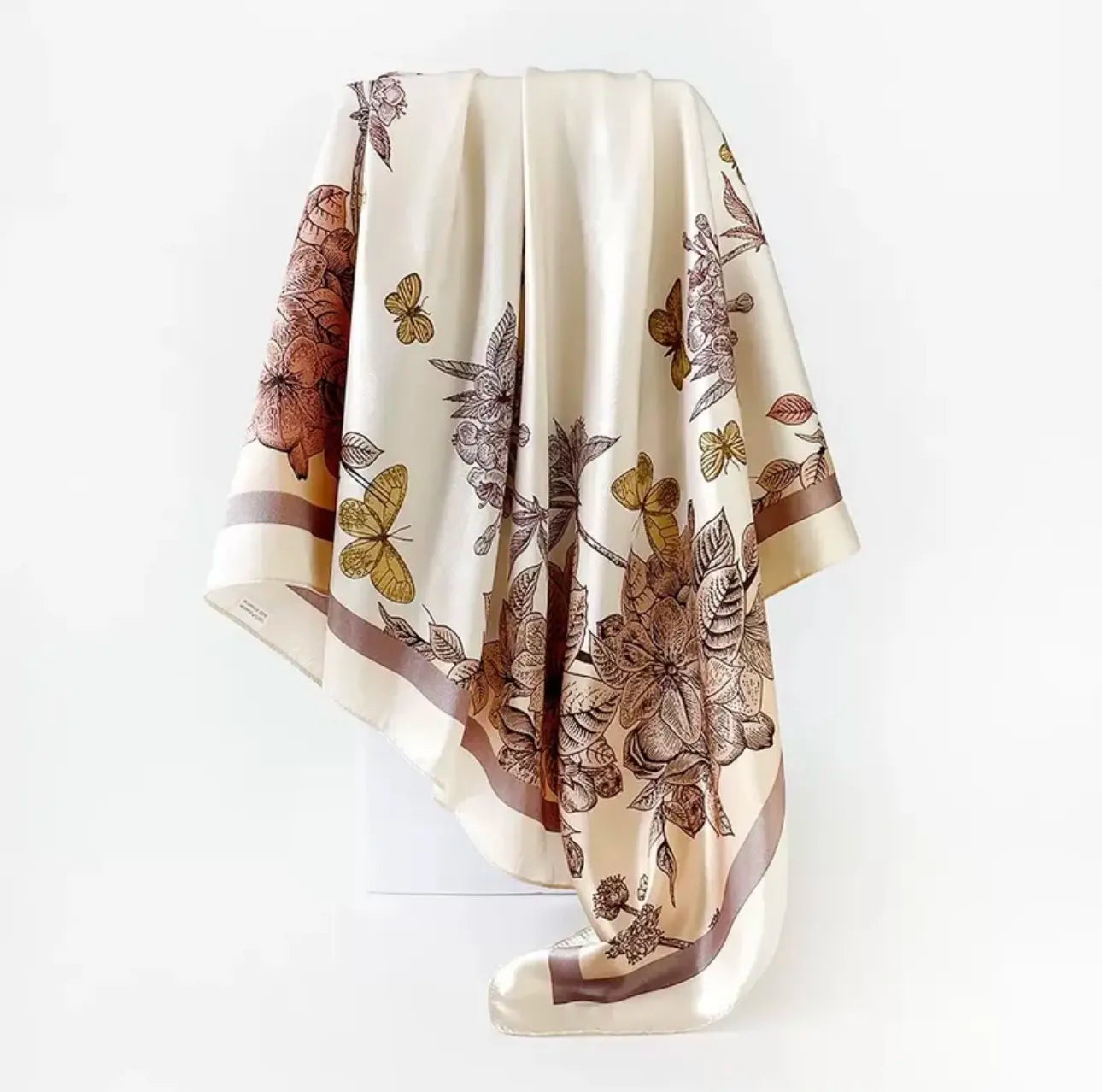 Floral Large Square Satin Bandana