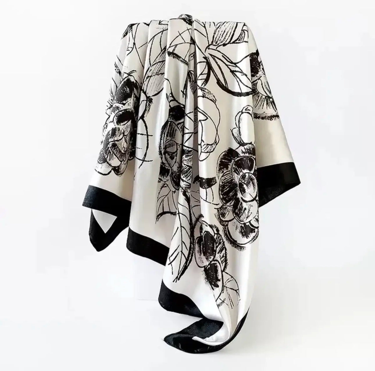 Floral Large Square Satin Bandana