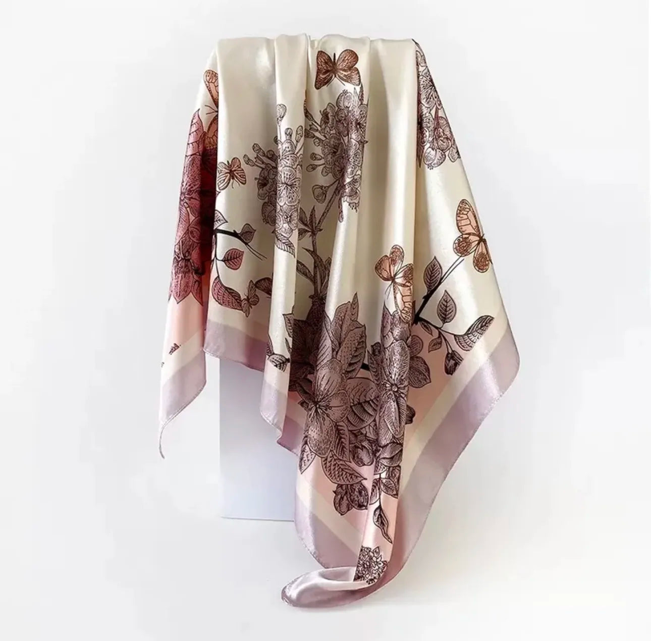 Floral Large Square Satin Bandana