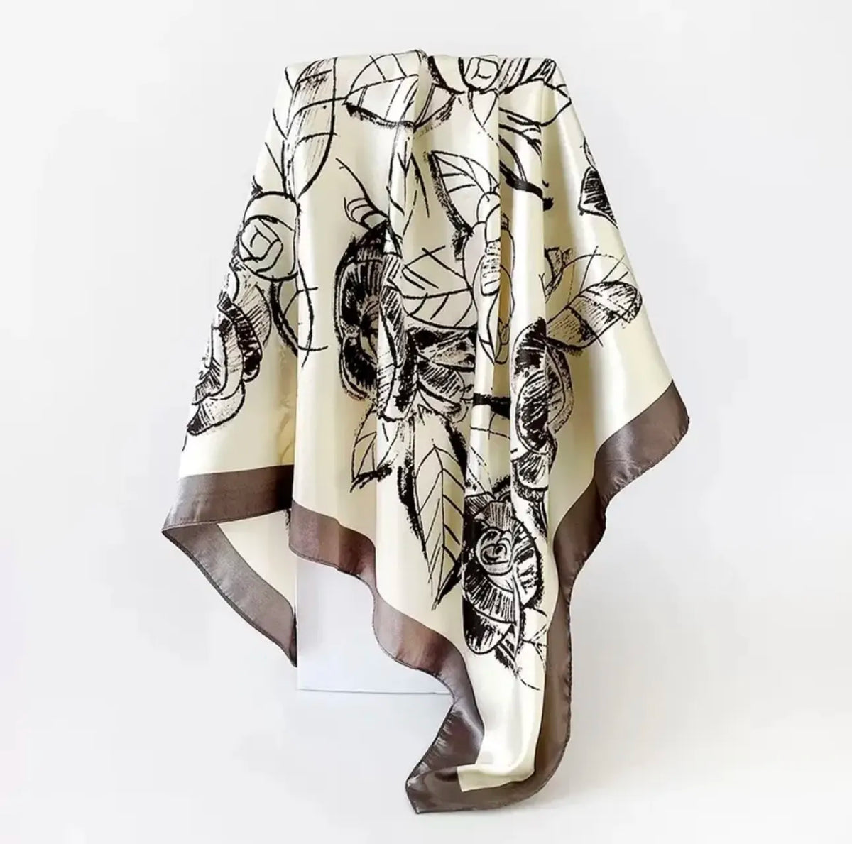 Floral Large Square Satin Bandana