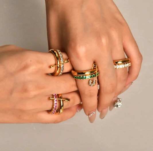Glamour Rhinestone 18K Gold Ring
