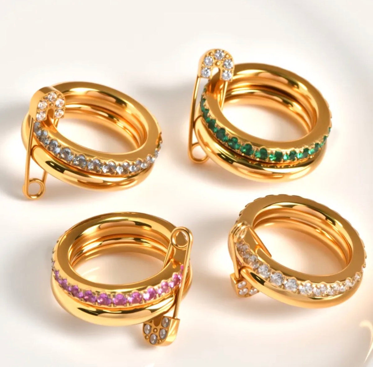 Glamour Rhinestone 18K Gold Ring