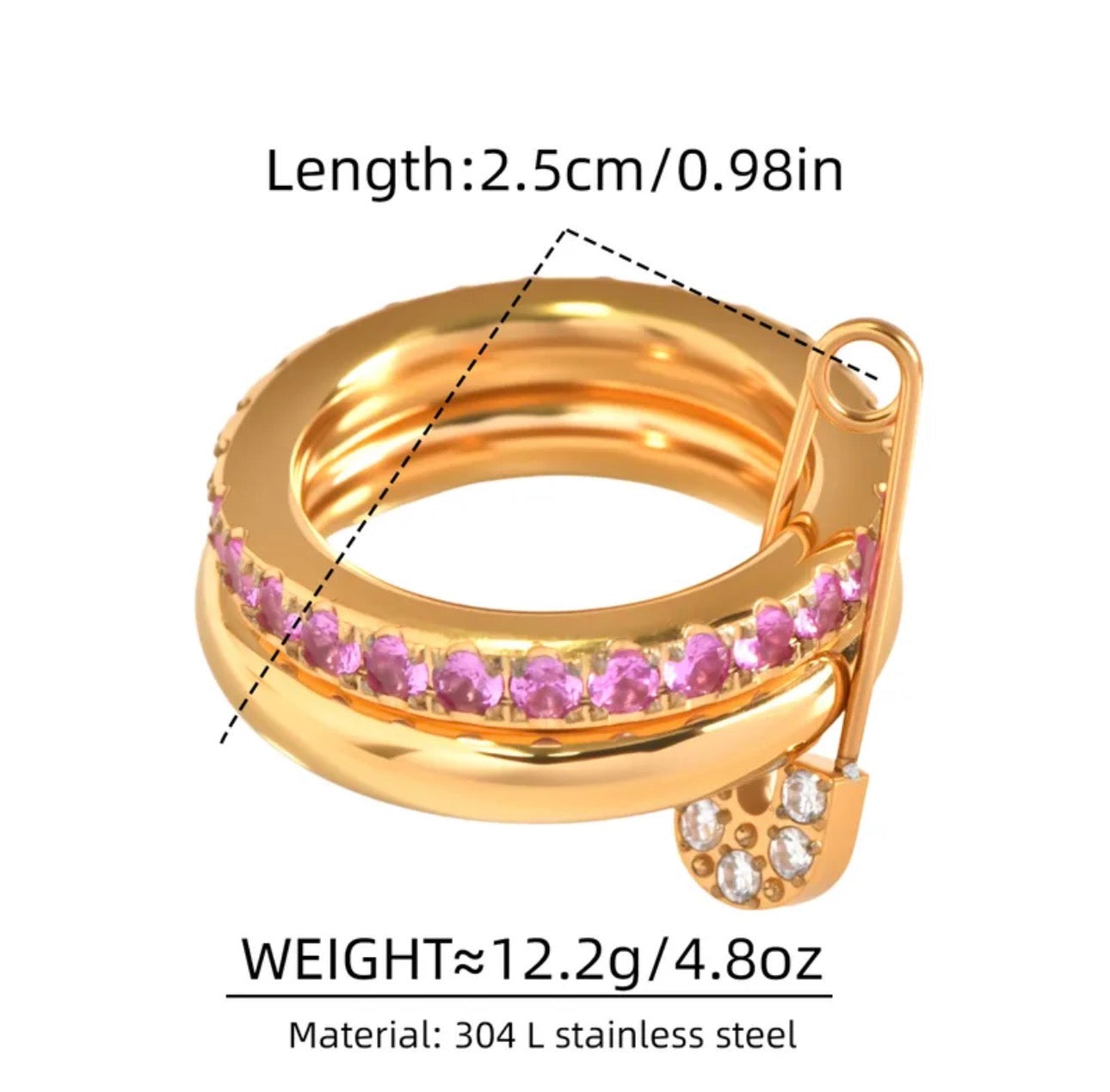 Glamour Rhinestone 18K Gold Ring