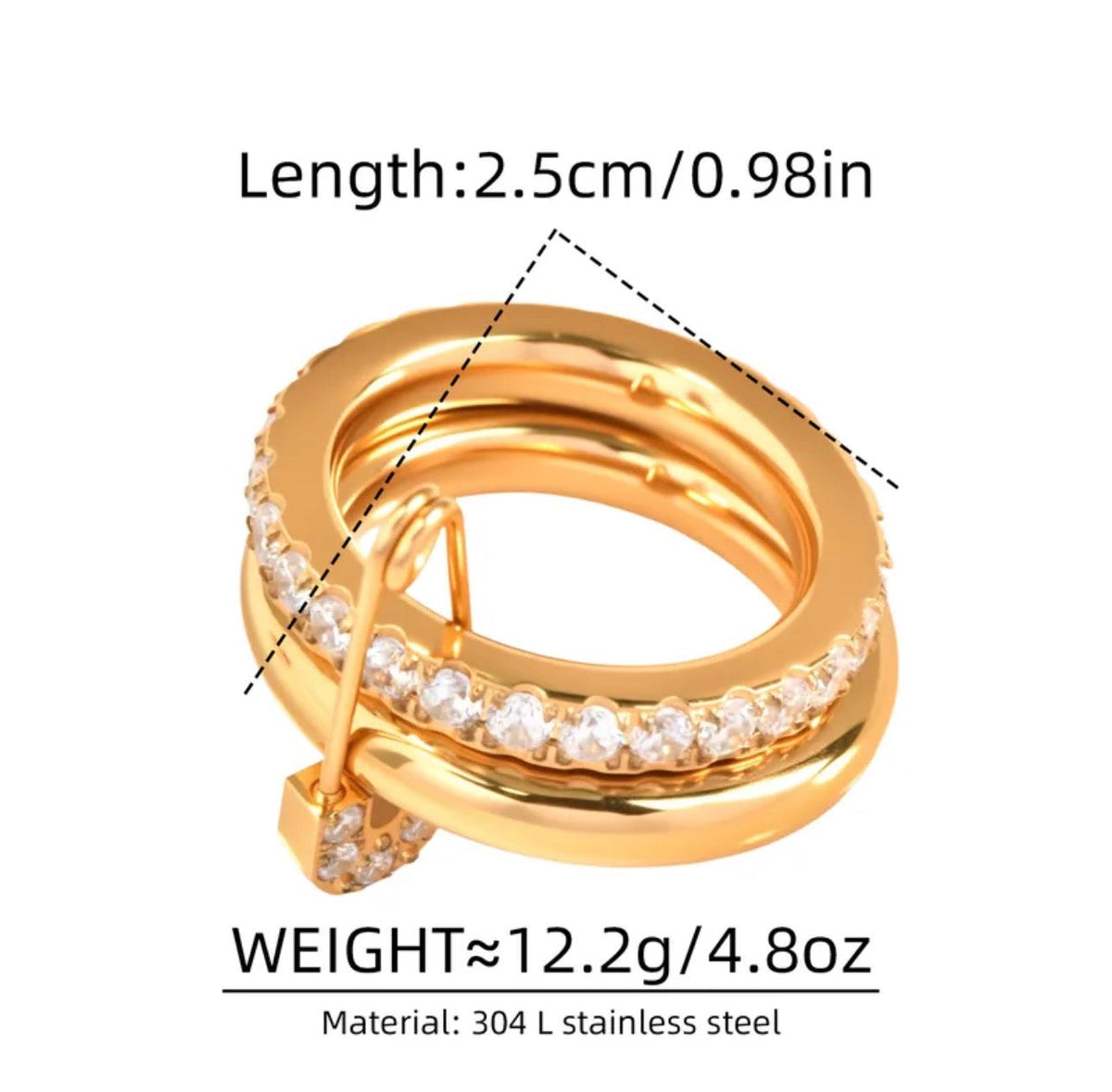 Glamour Rhinestone 18K Gold Ring