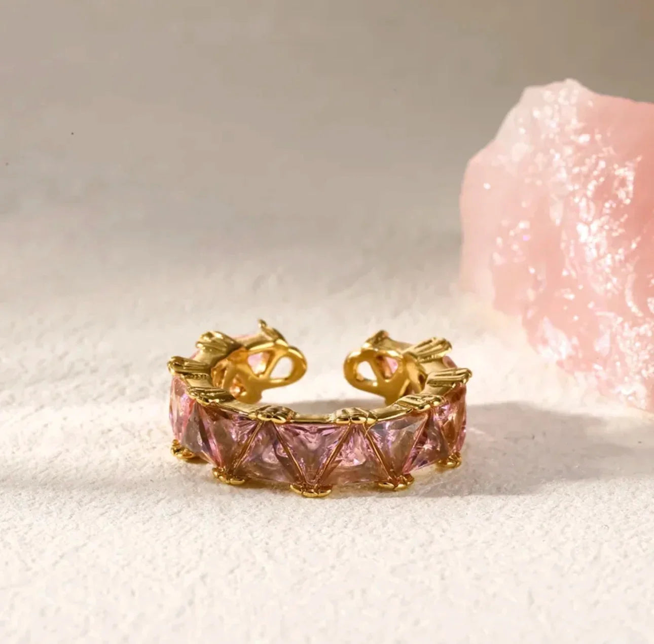 Trillion-Cut Zircon Gold Ring