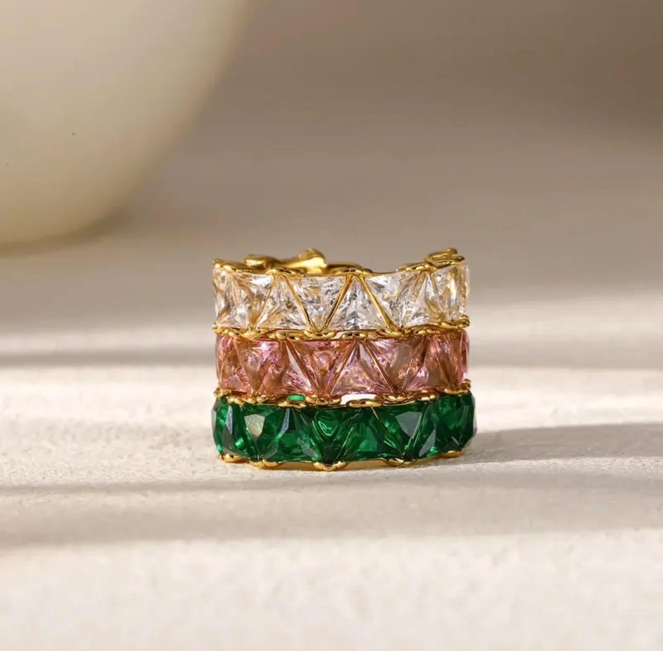 Trillion-Cut Zircon Gold Ring