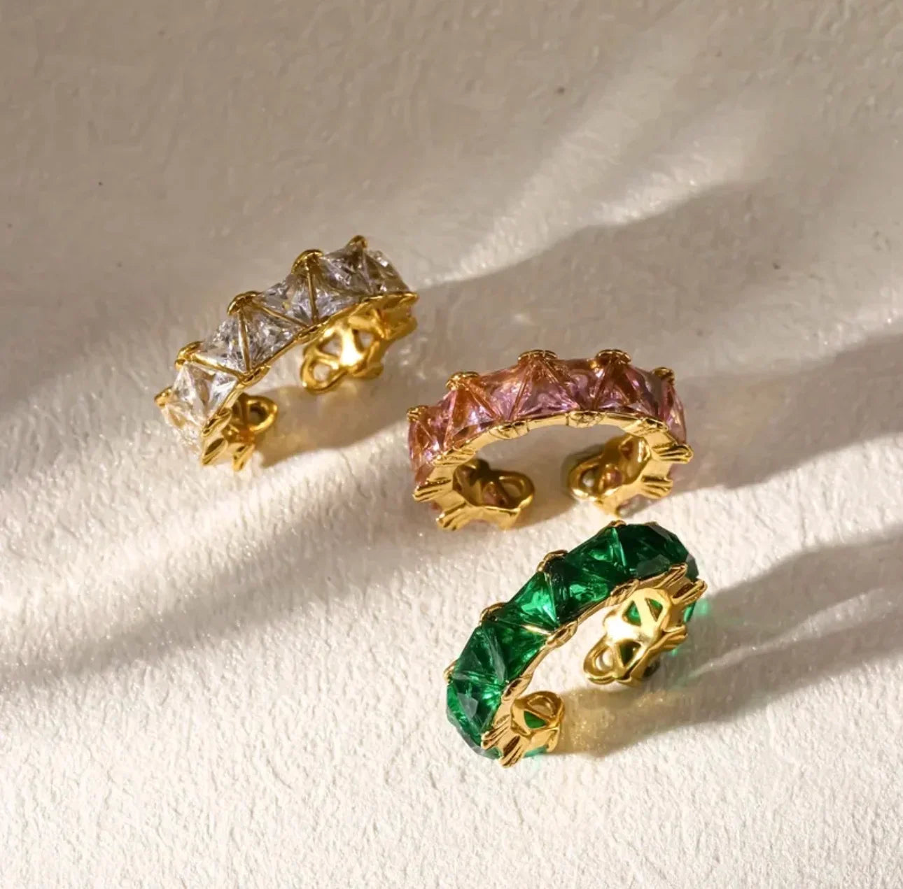 Trillion-Cut Zircon Gold Ring